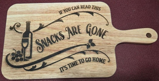 Snacks are Gone cutting board