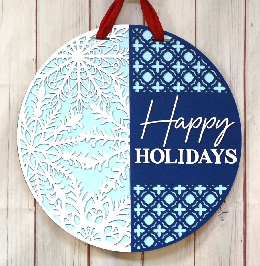 Happy Holidays w/snowflake lattice 15"
