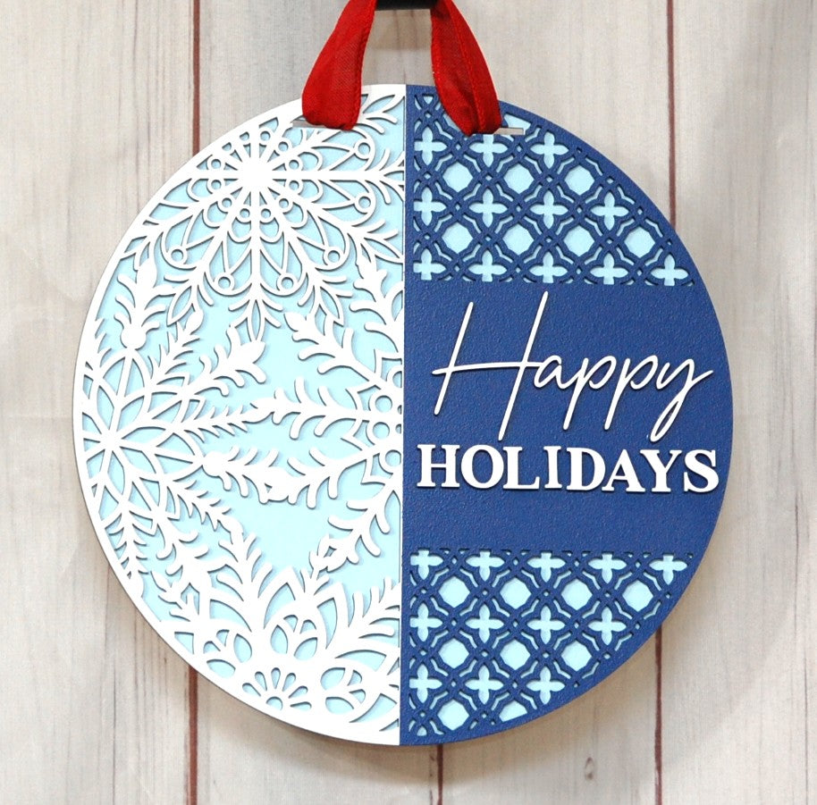Happy Holidays w/snowflake lattice 10"