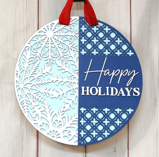 Happy Holidays w/snowflake lattice 10"