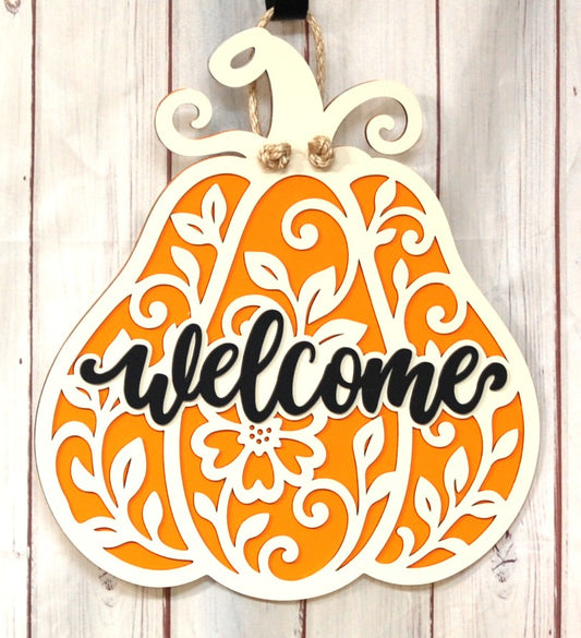 Welcome (pumpkin shape with lattice)