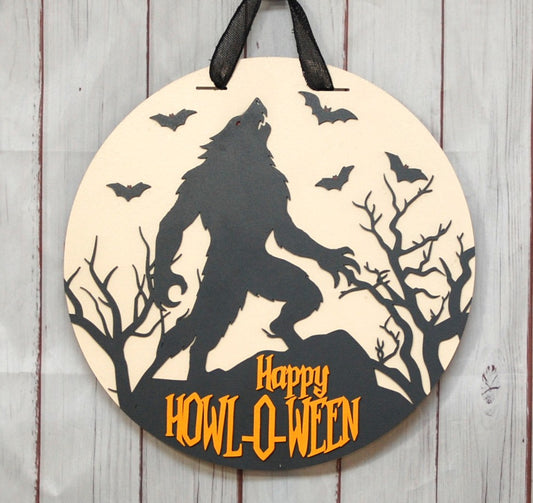 Happy Howl-o-ween 15" door hanger